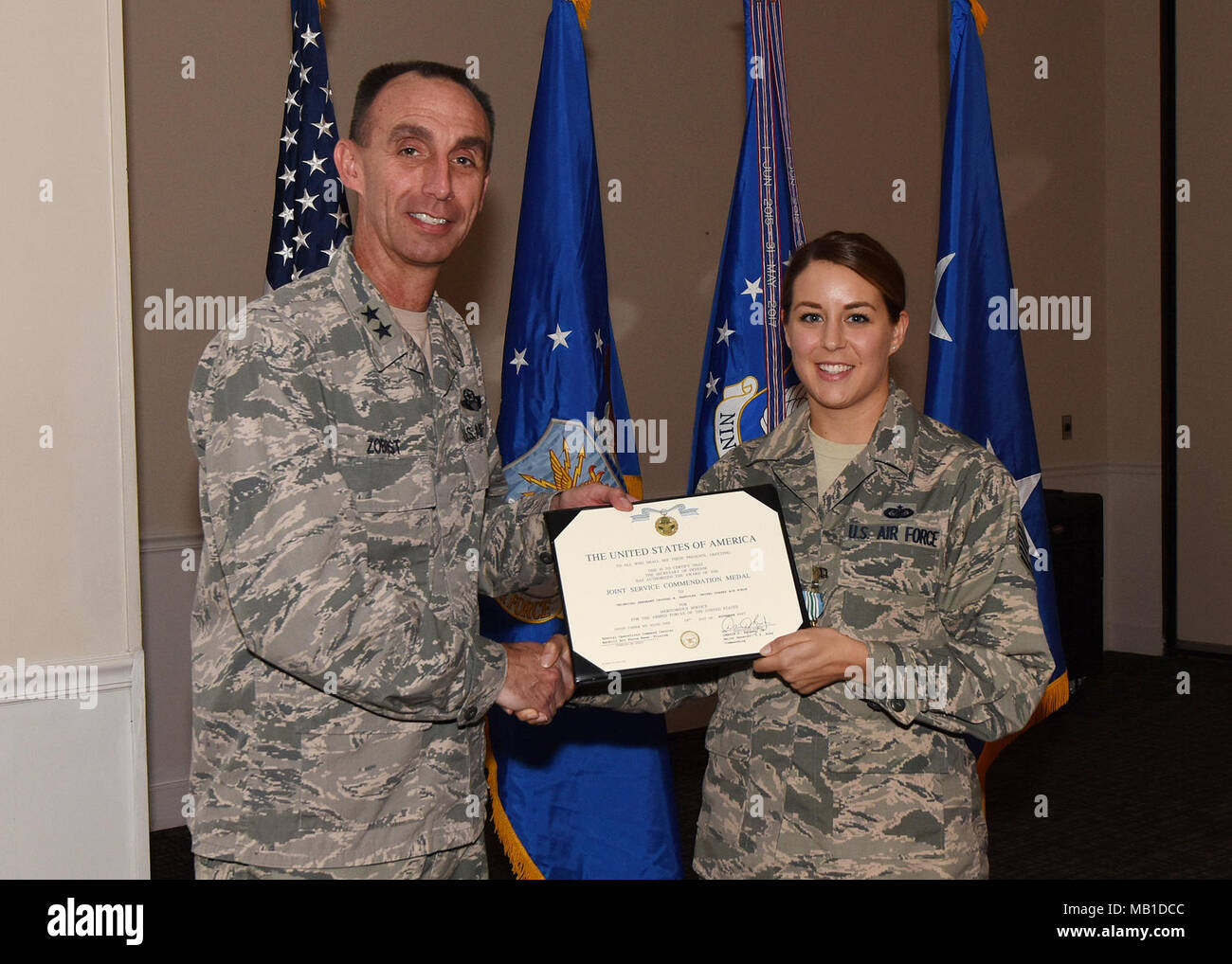 U.S. Air Force Maj. Gen. Scott J. Zobrist, left, 9th Air Force