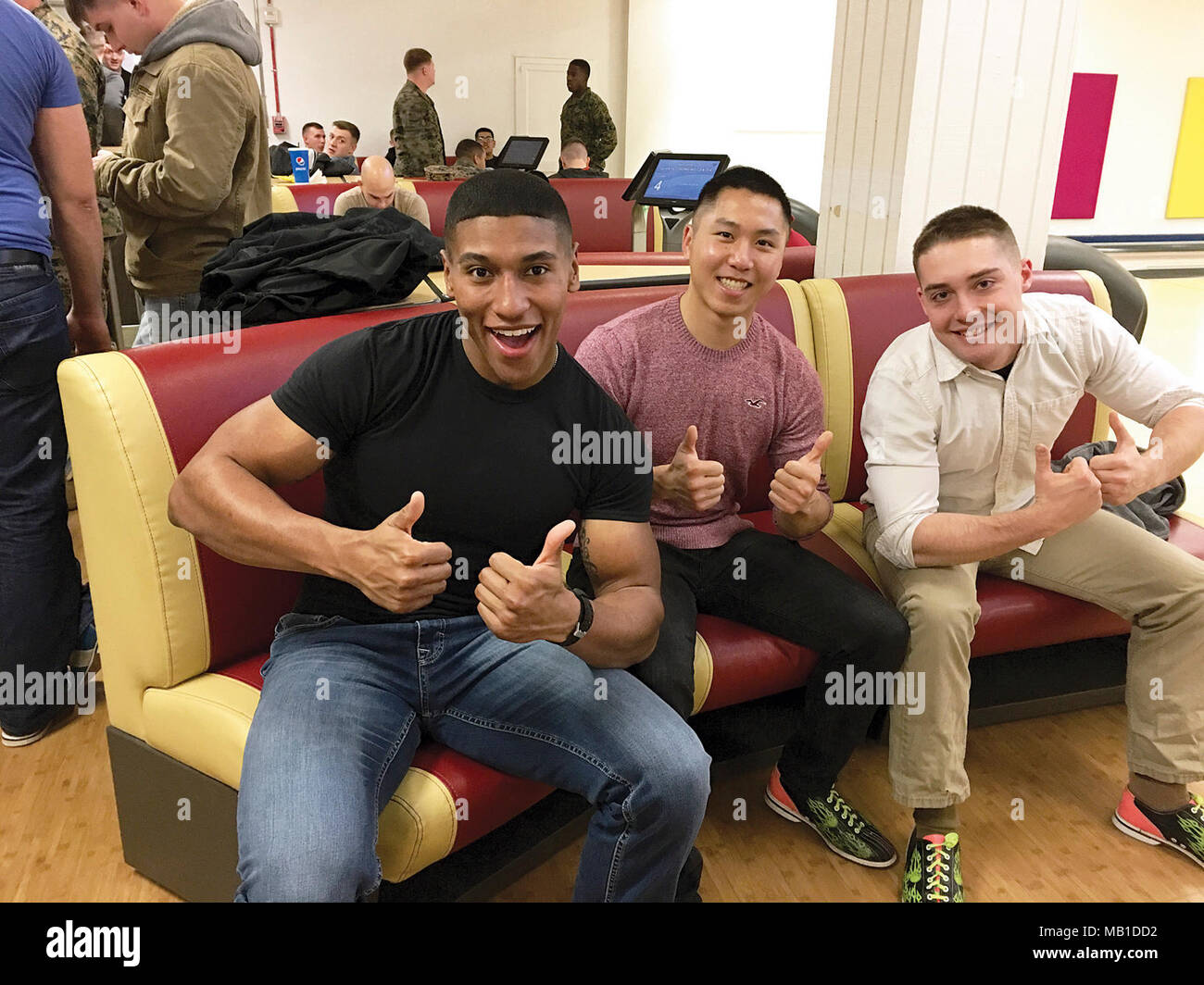 Headquarters & Service Battalion Marines give the thumbs up for the ...