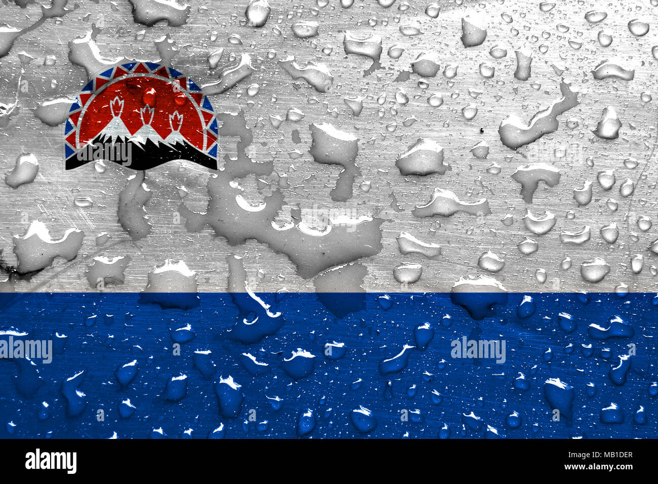flag of Kamchatka Krai with rain drops Stock Photo