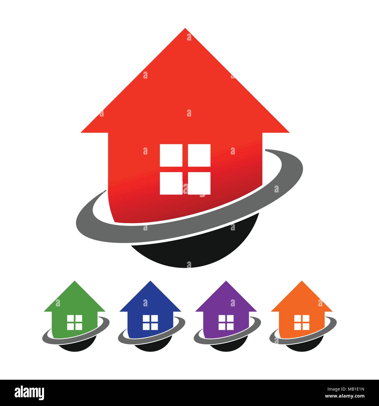 Global Real Estate House Logo Icon Template Symbol Vector Graphic Design Stock Vector