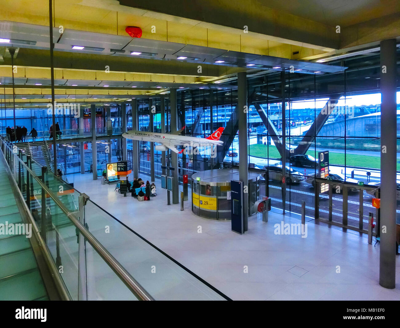 Cologne, Germany - December 12, 2017: The inside view of Cologne Bonn Airport. Stock Photo
