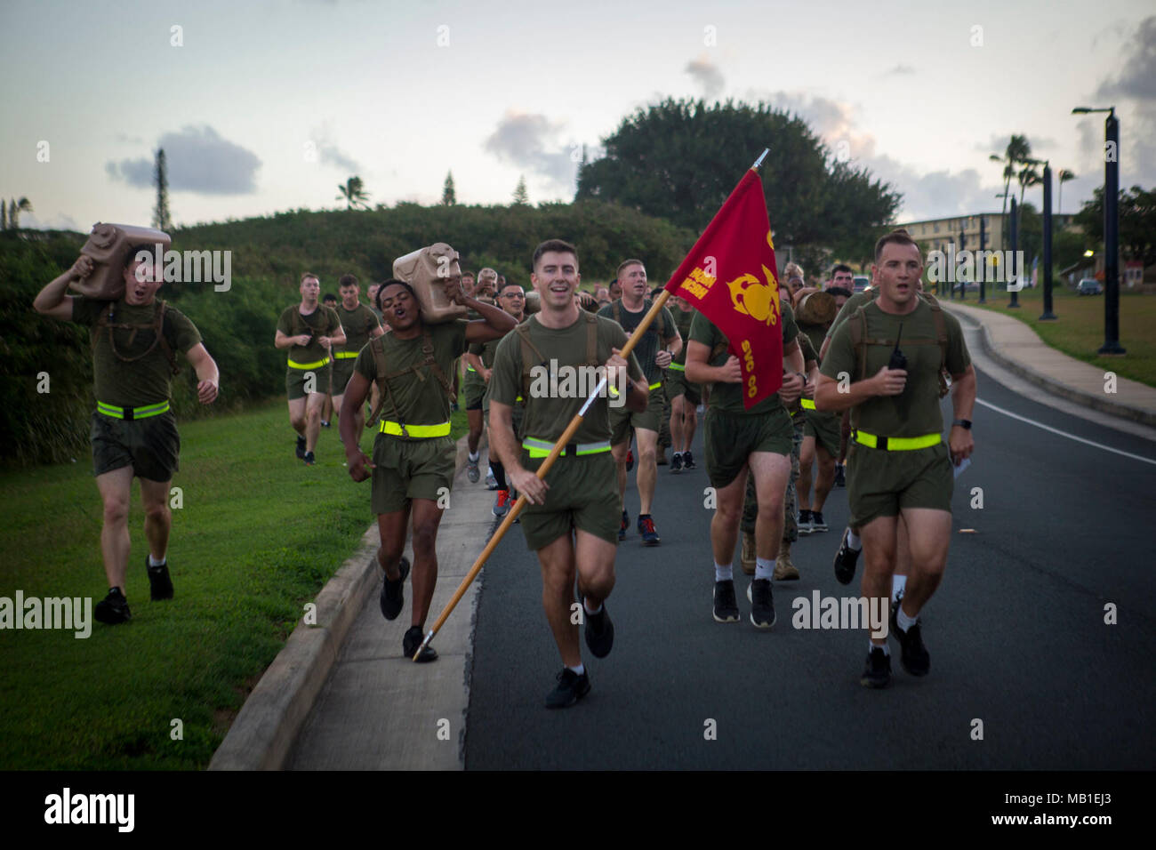U.S. Marine Corps Capt. Austin Hakes (right), company commander ...