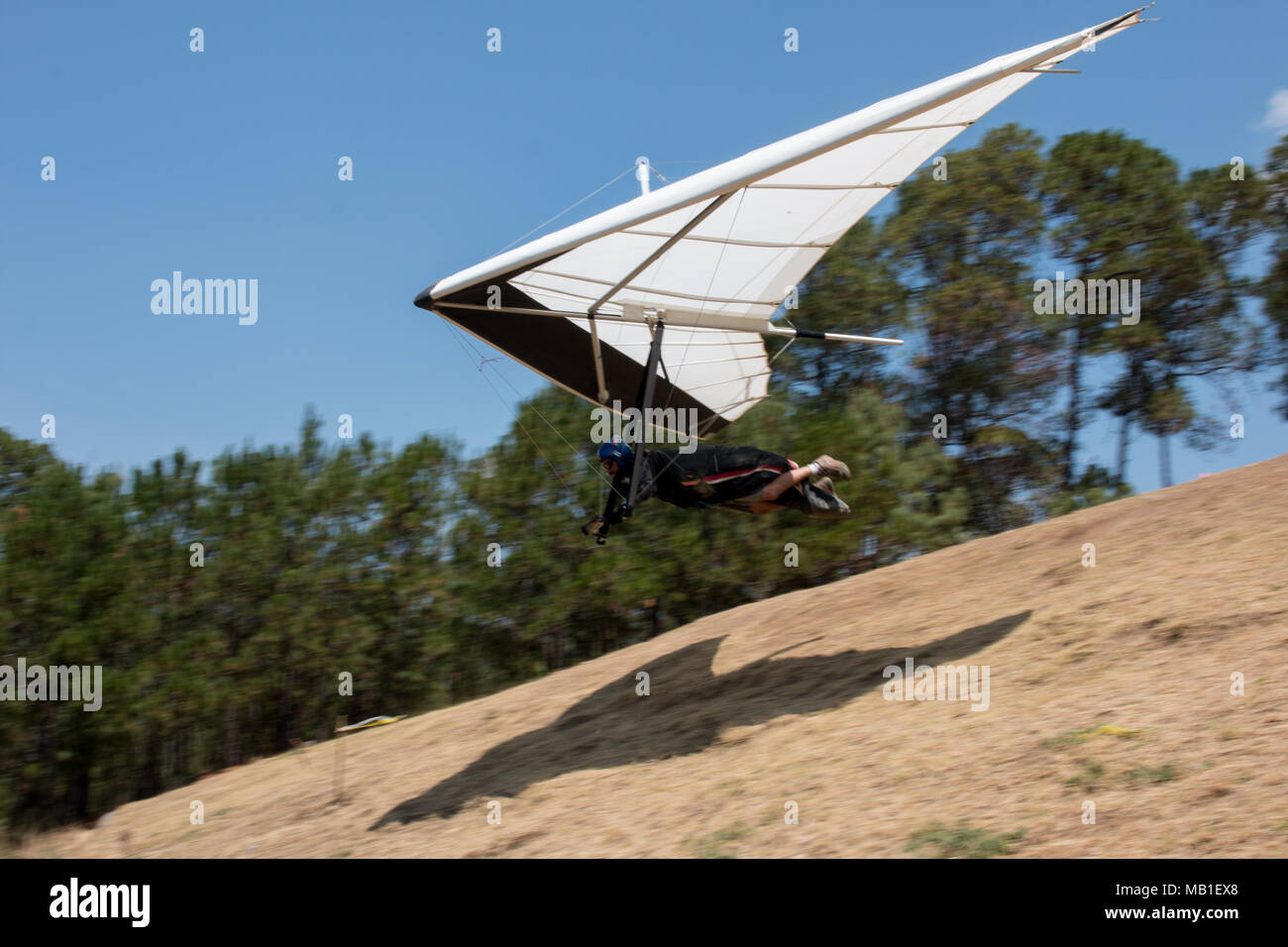 Hang glider during take off in El Penon, Mexico Stock Photo