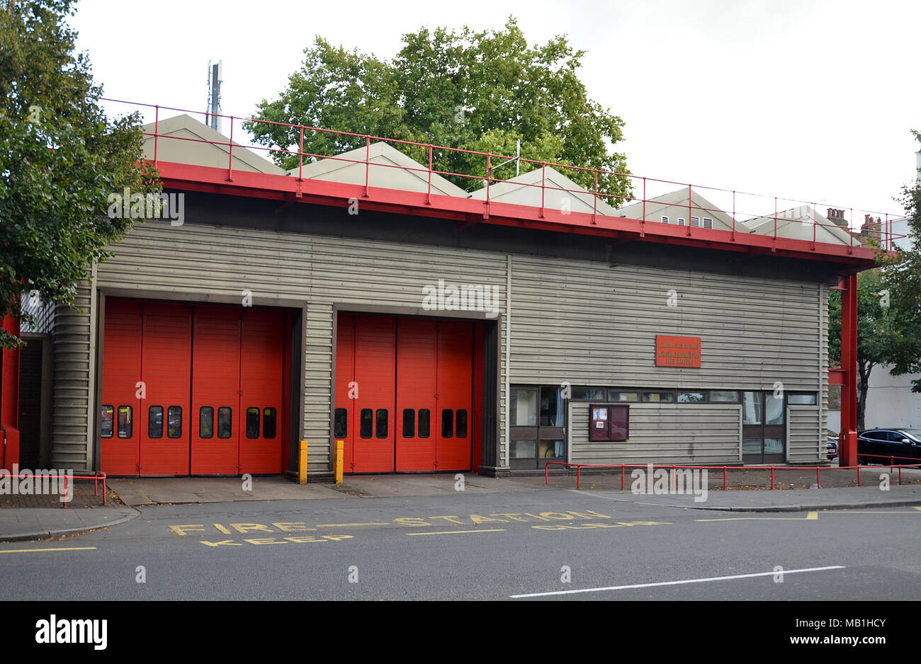North Kensington fire station Ladbroke grove. London. Grenfell Tower Stock Photo