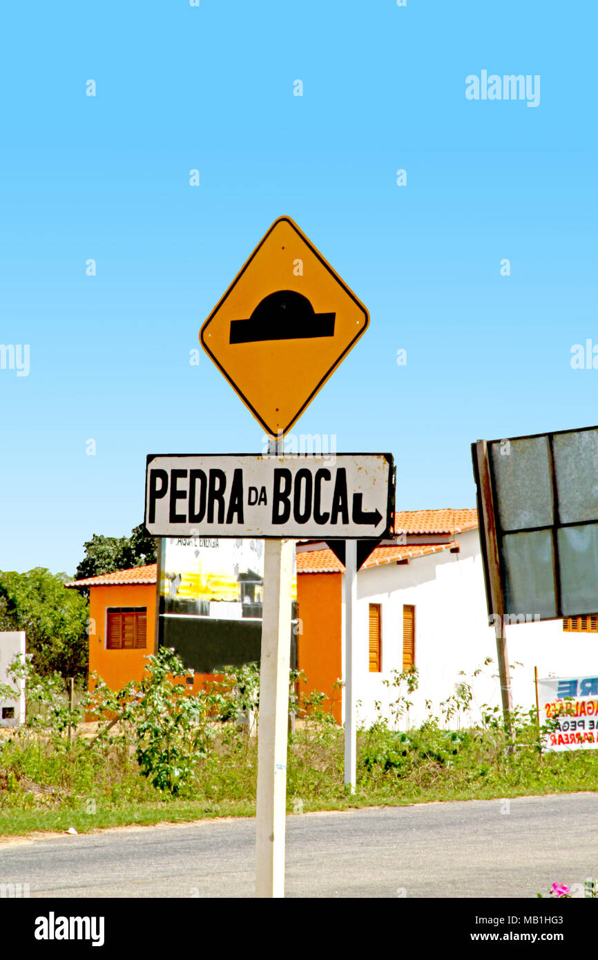 Plaque, Road PB-073, Araruna, Paraiba, Brazil Stock Photo