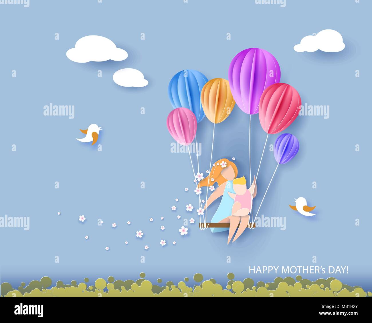 Happy mothers day card. Paper cut style Stock Vector Image & Art - Alamy