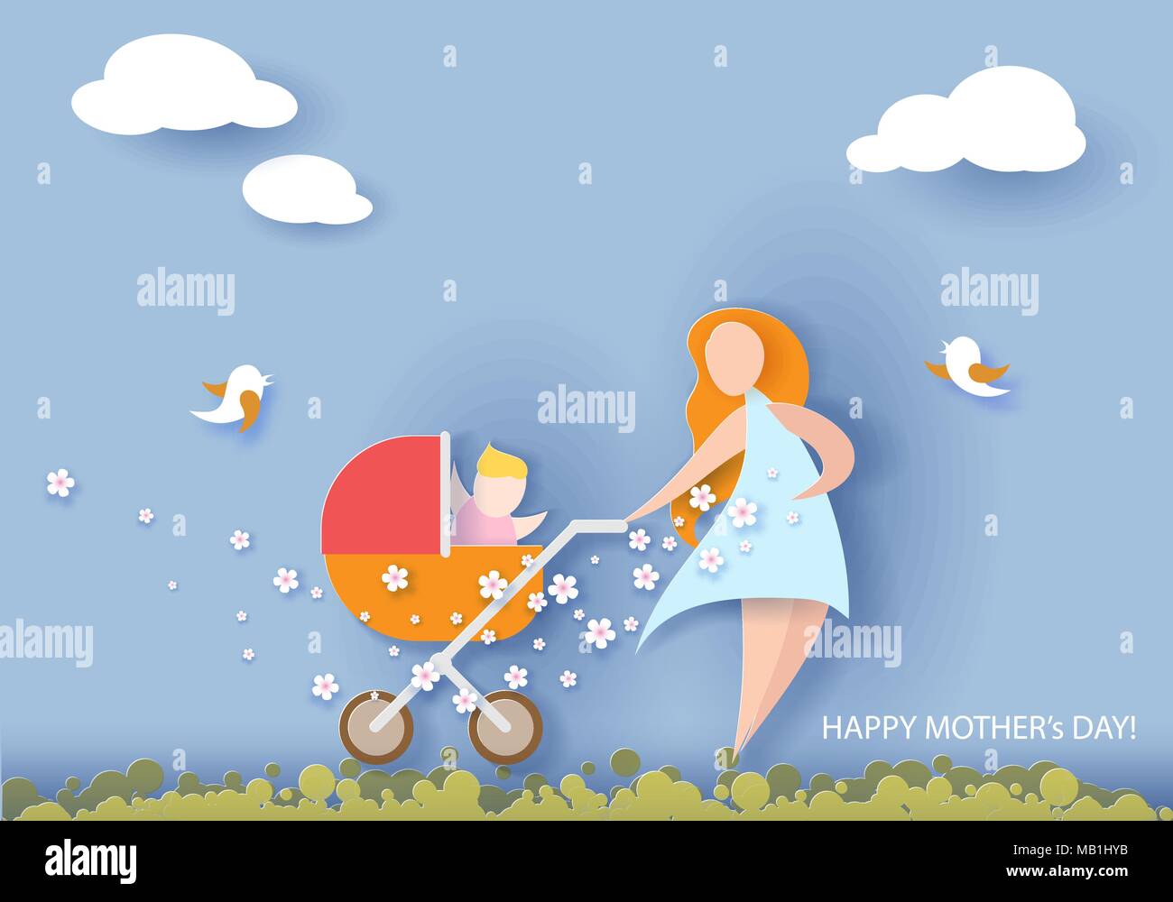 Happy mothers day card. Paper cut style Stock Vector Image & Art - Alamy