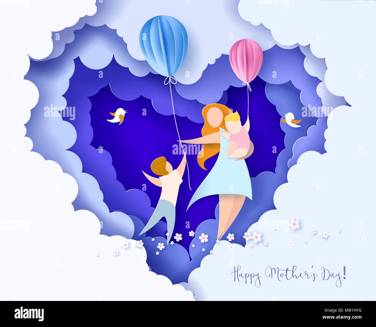 Happy mothers day card. Paper cut style Stock Vector Image & Art - Alamy