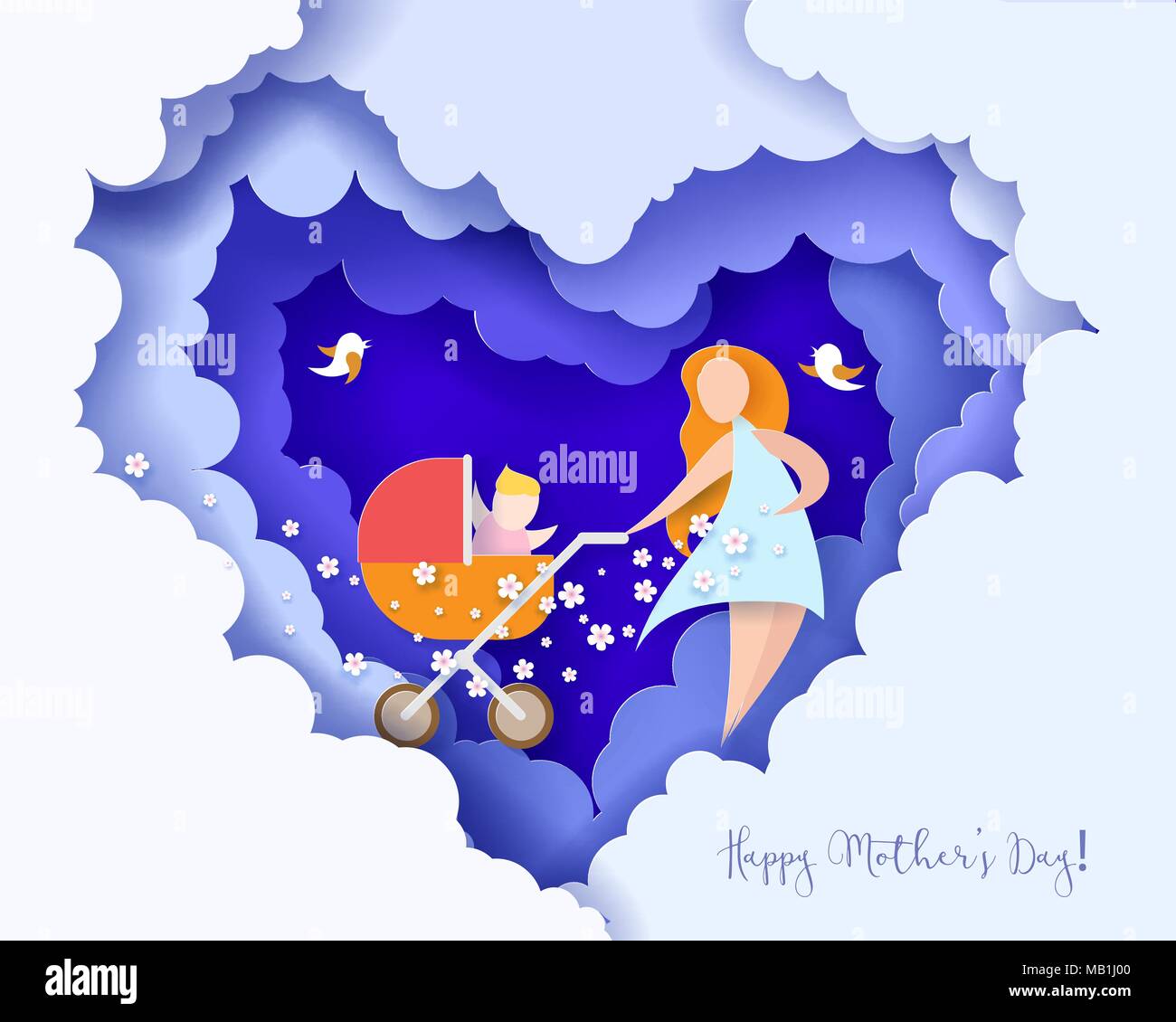 Happy mothers day card. Paper cut style Stock Vector Image & Art - Alamy
