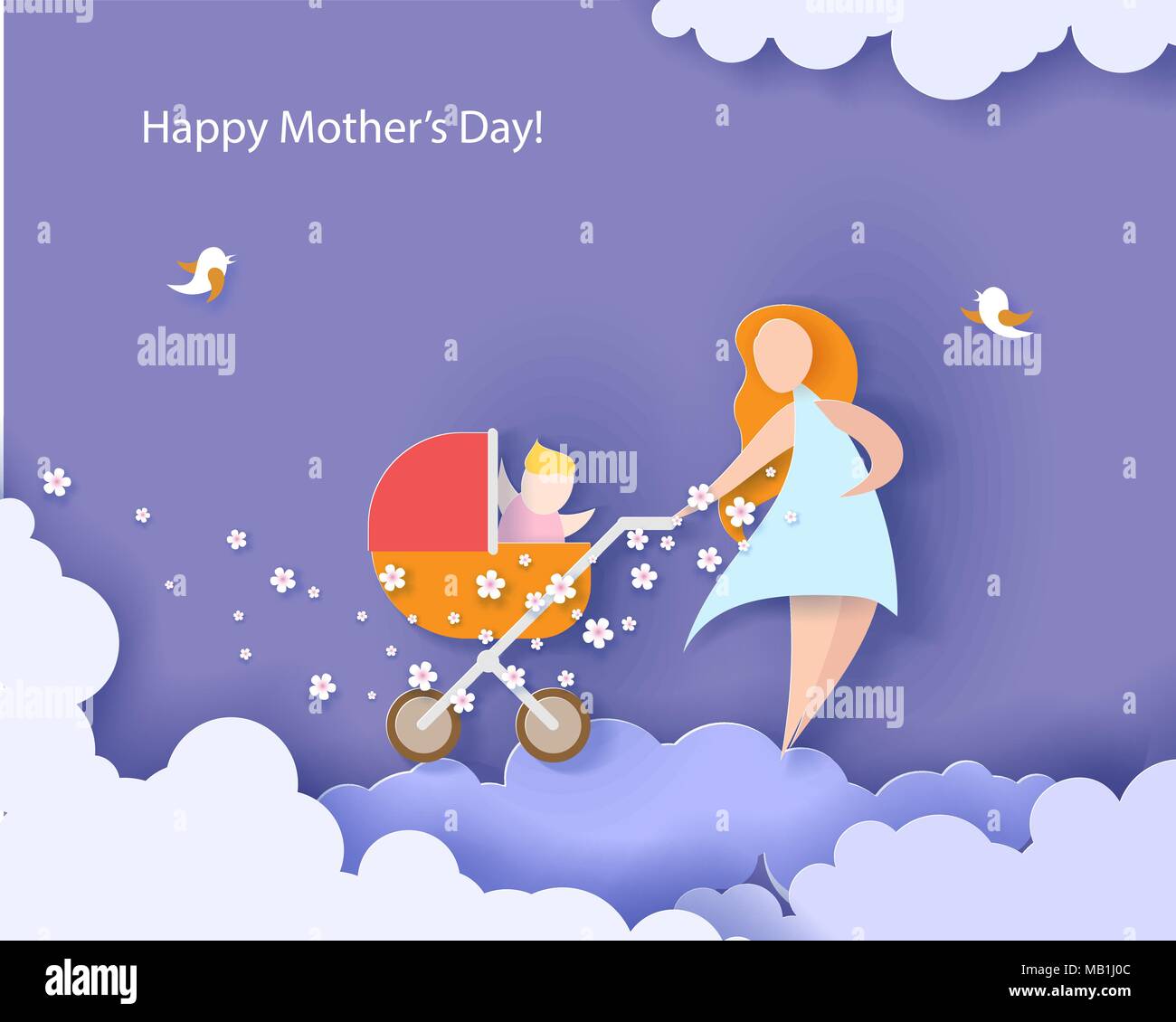 Happy mothers day card. Paper cut style Stock Vector Image & Art - Alamy