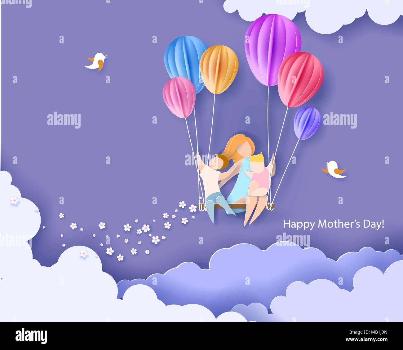 Happy mothers day card. Paper cut style Stock Vector Image & Art - Alamy