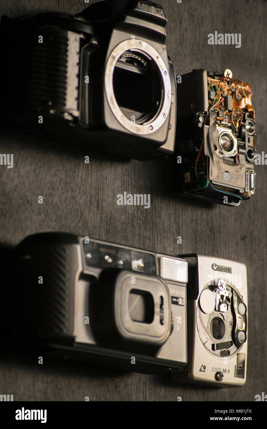 close-up classic/old SLR camera film Stock Photo