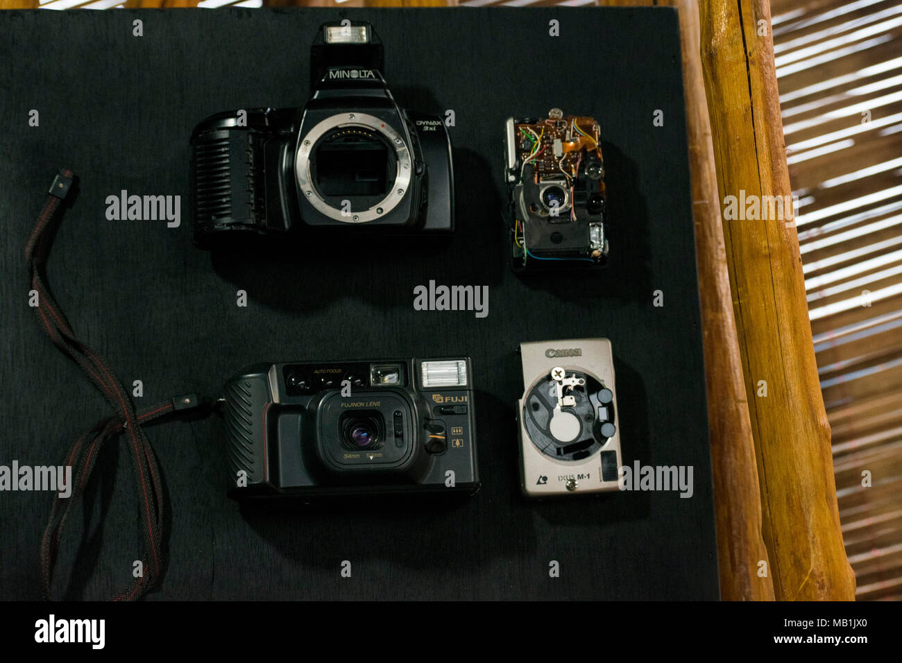 close-up classic/old SLR camera film Stock Photo