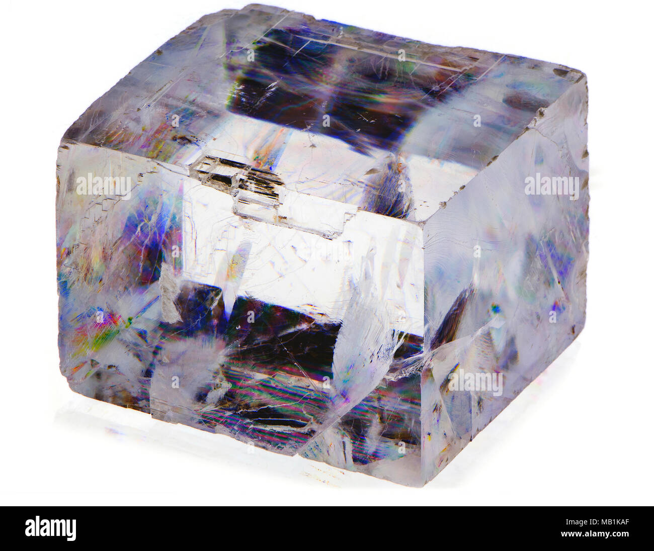 Calcite , Iceland Spar crystal isolated Stock Photo