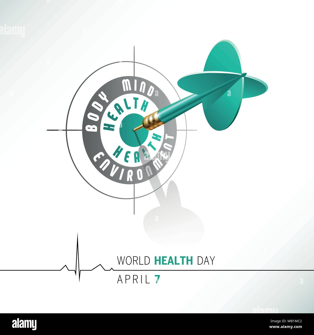 World Health Day. Health concept. Azure dart hitting center of Target. Vector illustration. Stock Vector