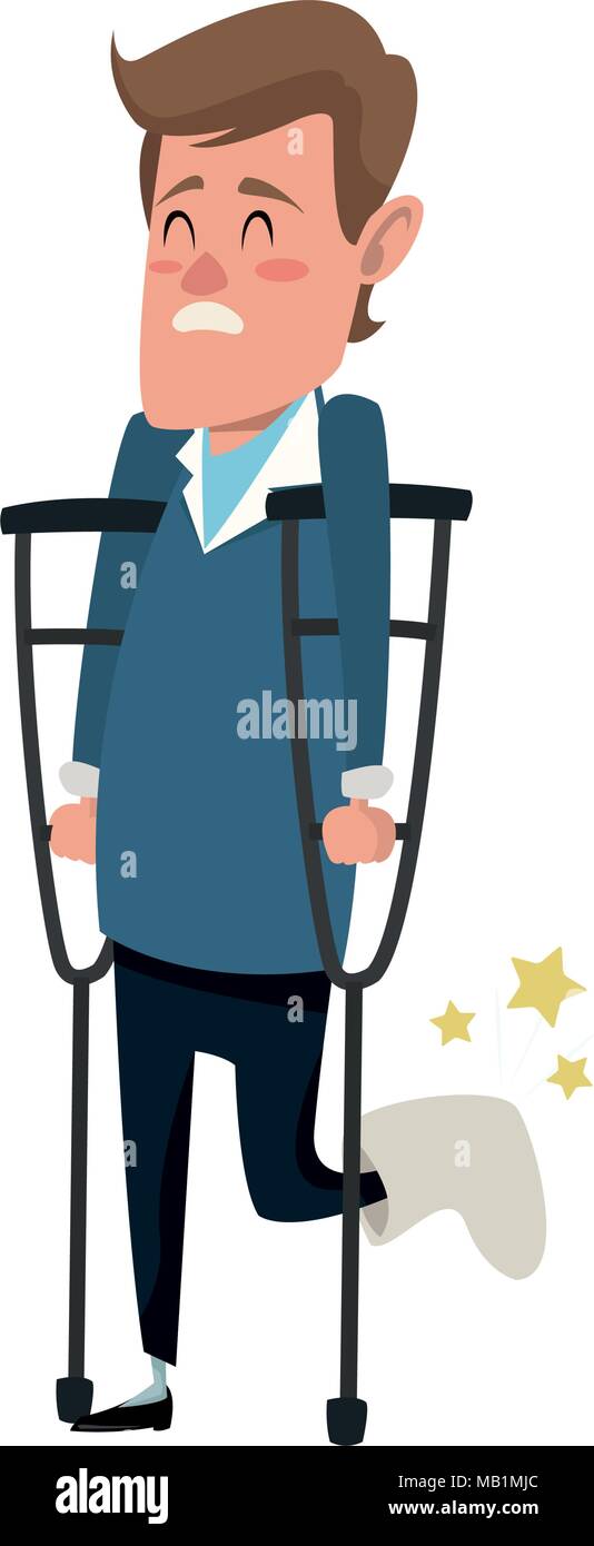 Man with crutches cartoon Stock Vector Image & Art Alamy