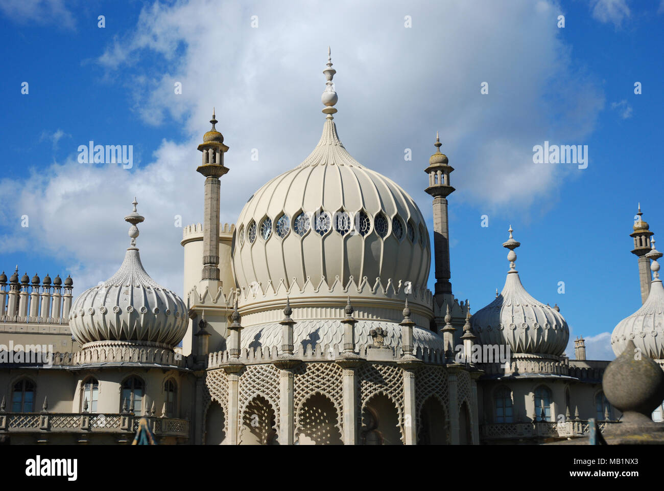 Brighton Pavilion closer view of the domes, minarets and towers Stock Photo