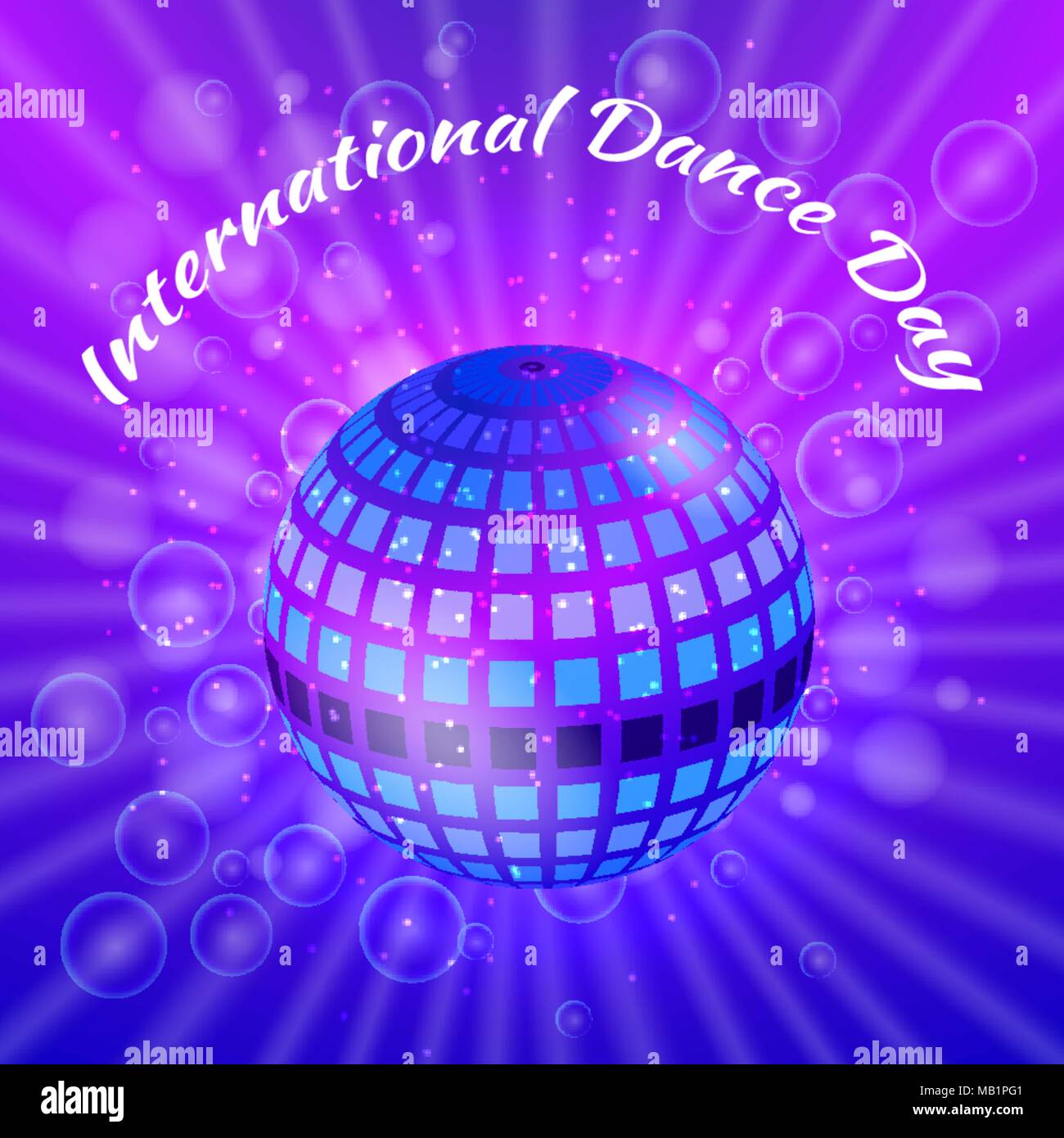 International Dance Day. Concept of the event. Mirror ball for parties