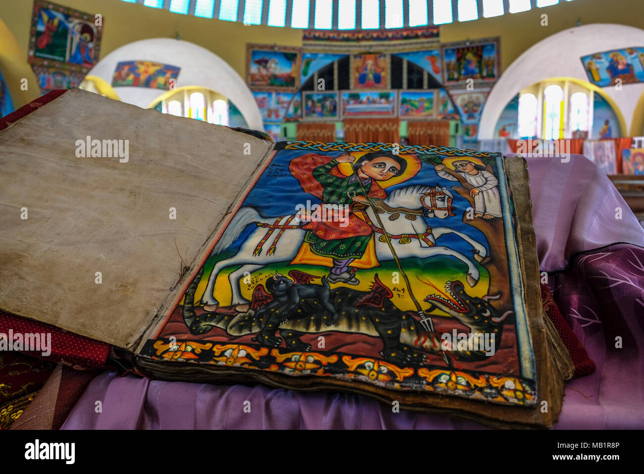 Aksum, Ethiopia - January 12, 2018: Ancient Bible in Amharic language ...