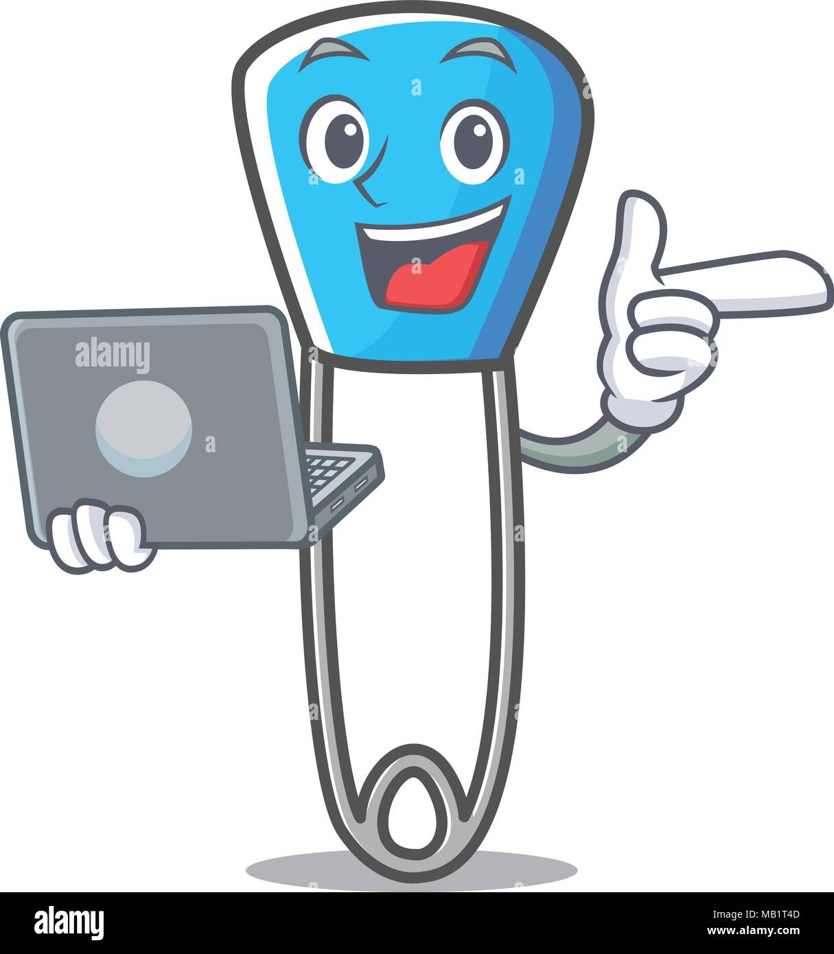 With laptop safety pin character cartoon Stock Vector Image & Art Alamy