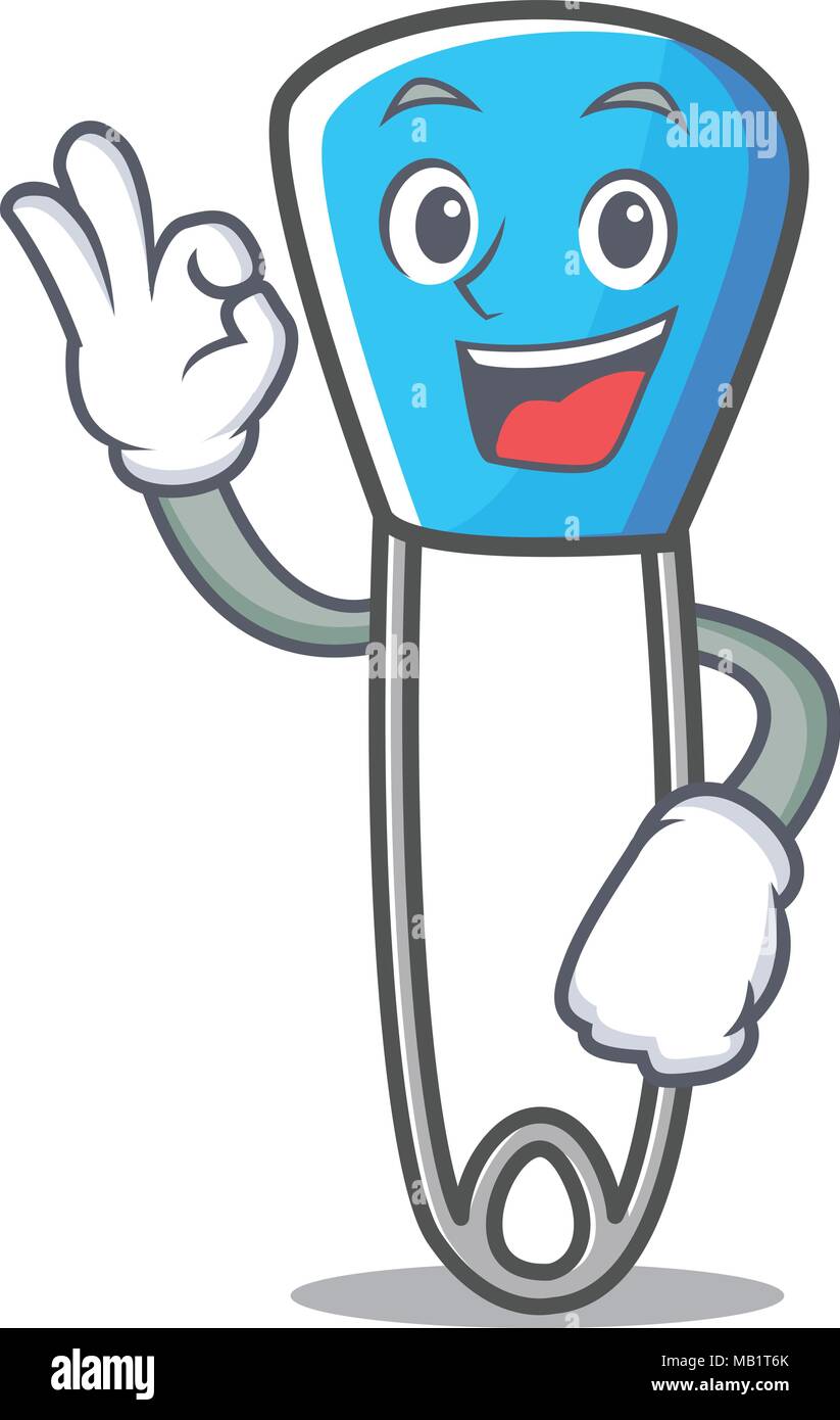 Okay safety pin character cartoon Stock Vector Image & Art Alamy