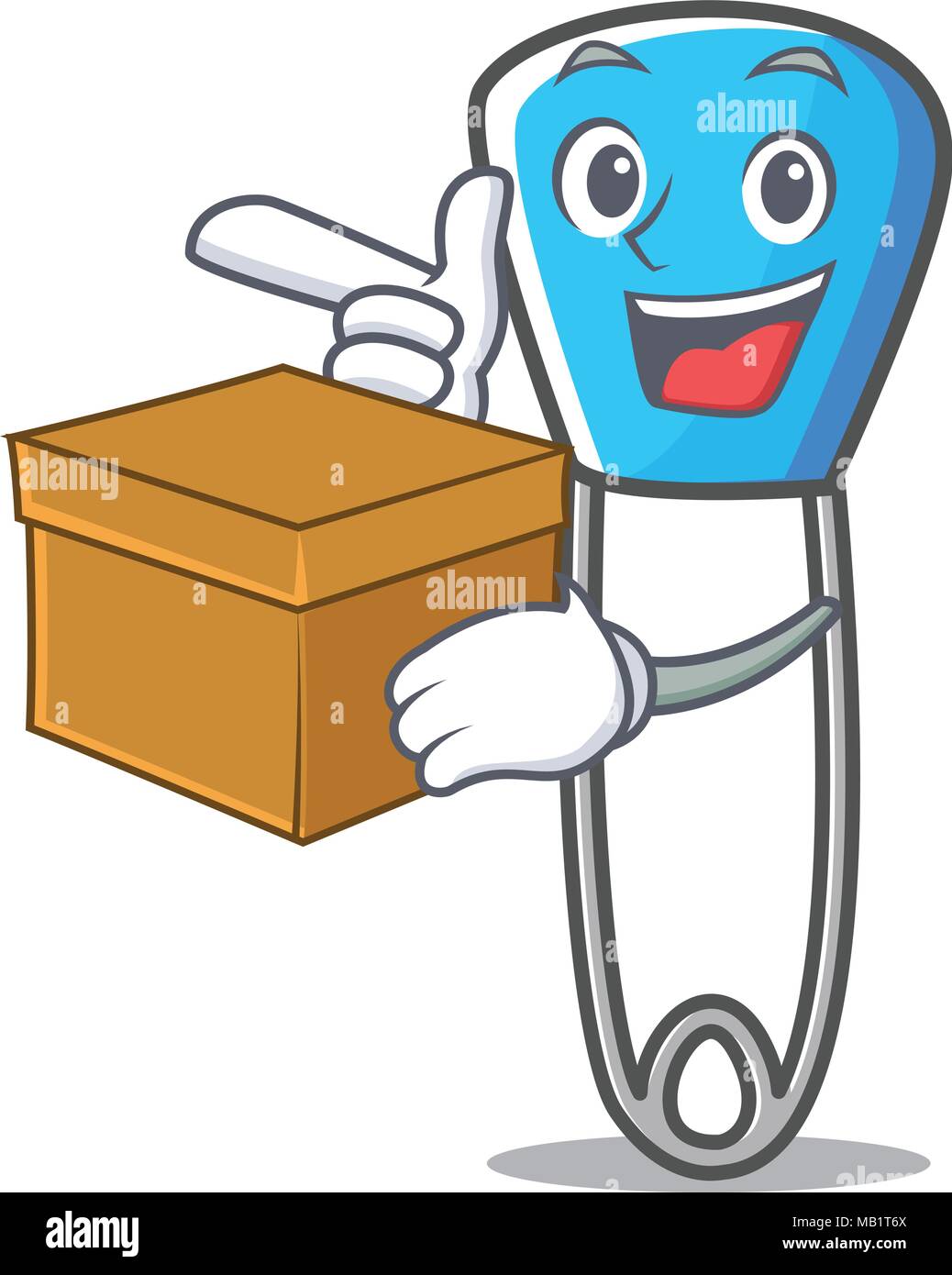 Box safety pin character cartoon Stock Vector