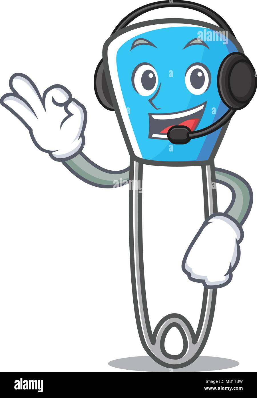Headphone safety pin mascot cartoon Stock Vector Image & Art - Alamy