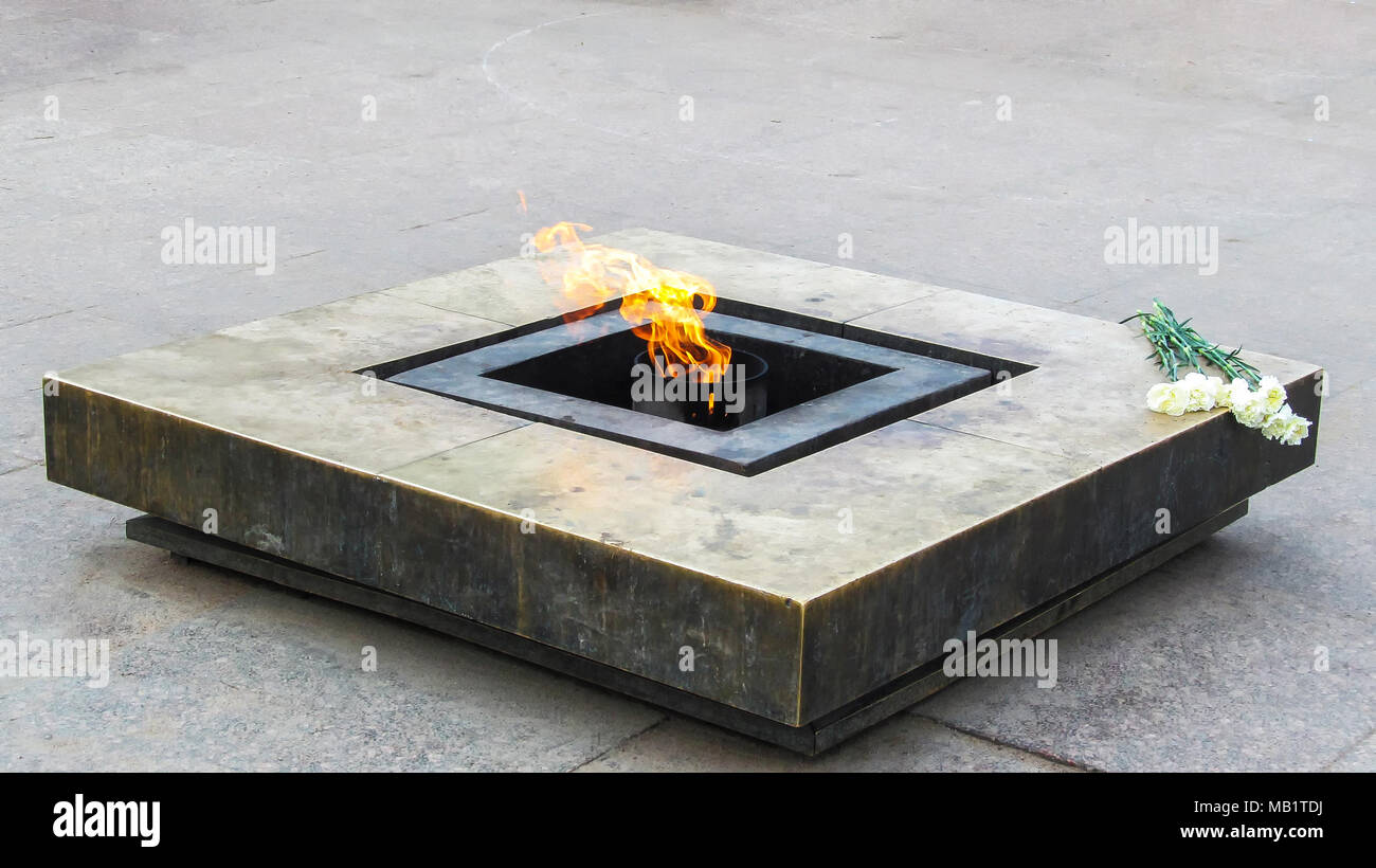Russia, Saint Petersburg-June 16, 2012: Eternal flame on the field of Mars, the Central square of the city Stock Photo