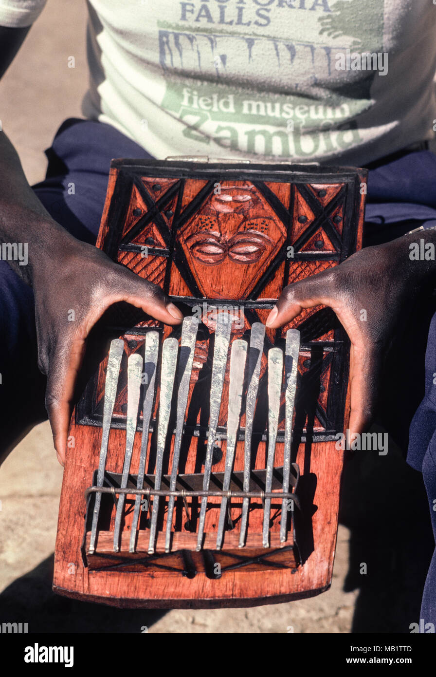 Thumb piano or Mbira traditional musical instrument Zambia Stock Photo