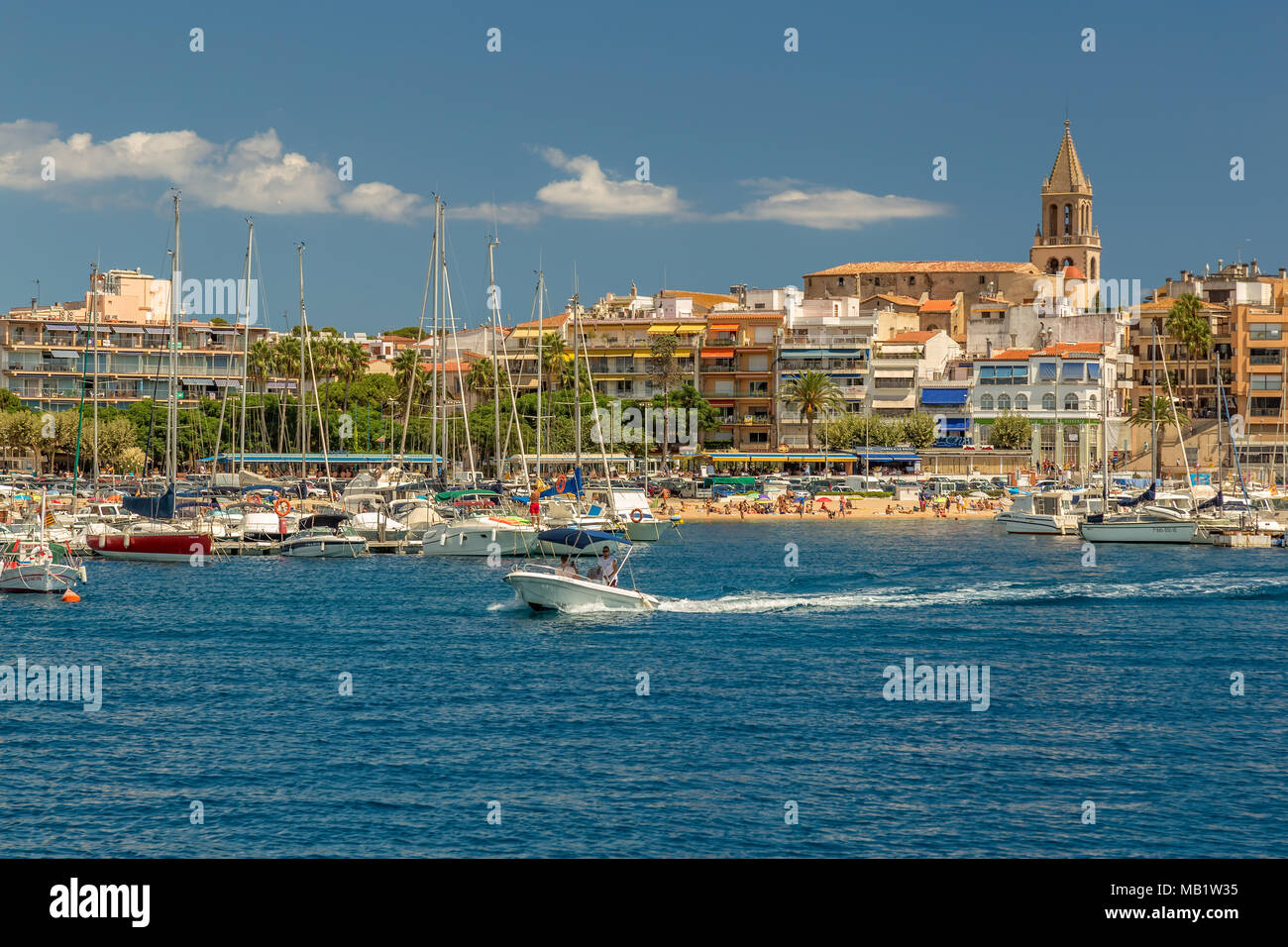 Nice summer picture from a small Spanish town in Costa Brava, Palamos. 10. 08. 2017 Spain Stock Photo