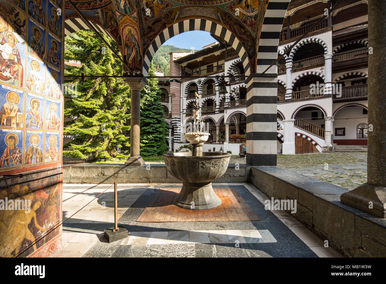 he Monastery of Saint Ivan of Rila,the largest and most famous Eastern Orthodox monastery in Bulgaria Stock Photo