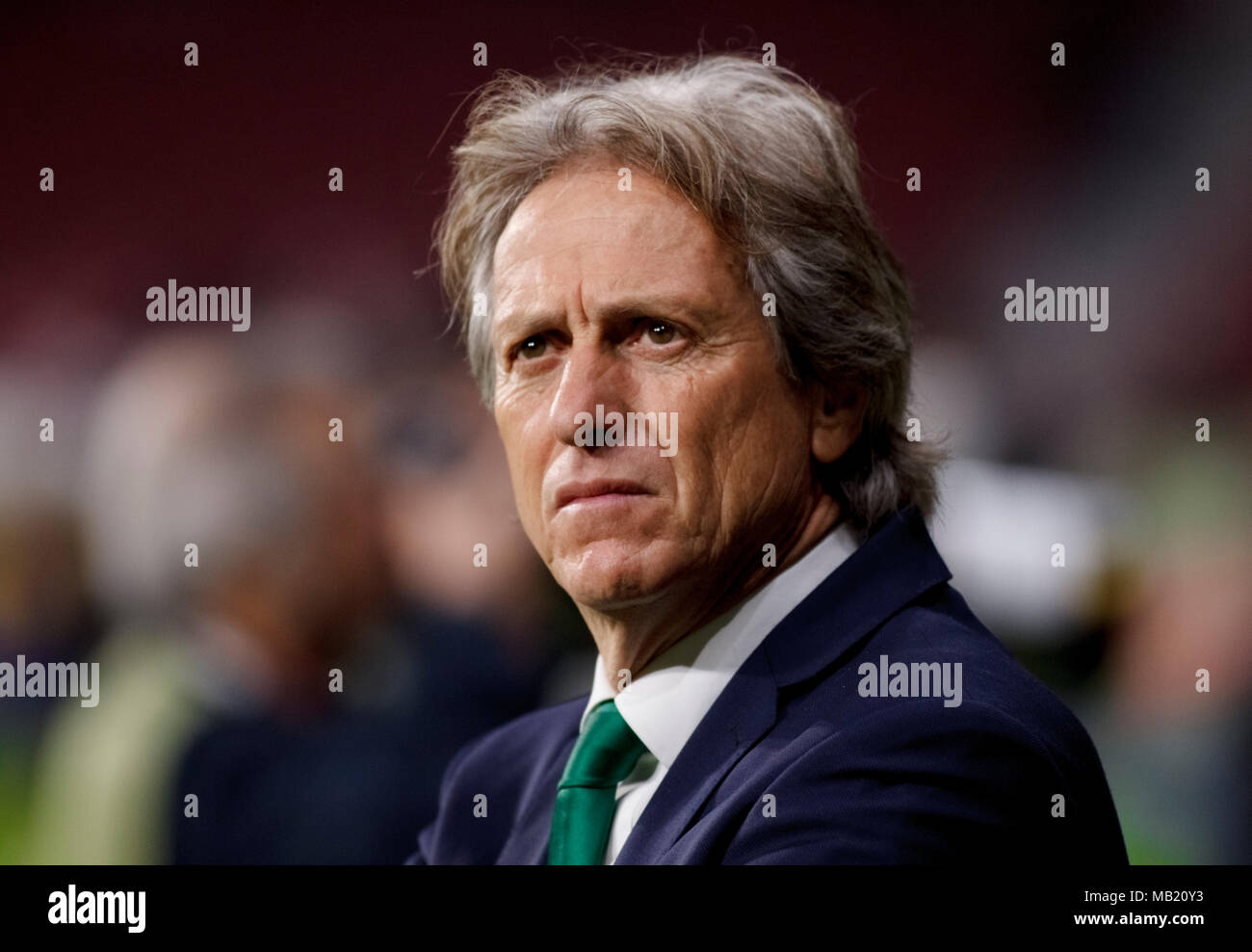 Jorge Jesus of Sporting Portugal during the UEFA Europe League 2017/18 quarter finals, first leg match between Atletico de Madrid and Sporting Portugal, at Wanda Metropolitano Stadium in Madrid on April 5, 2018. (Photo by Guille Martinez/Cordon Press) Stock Photo