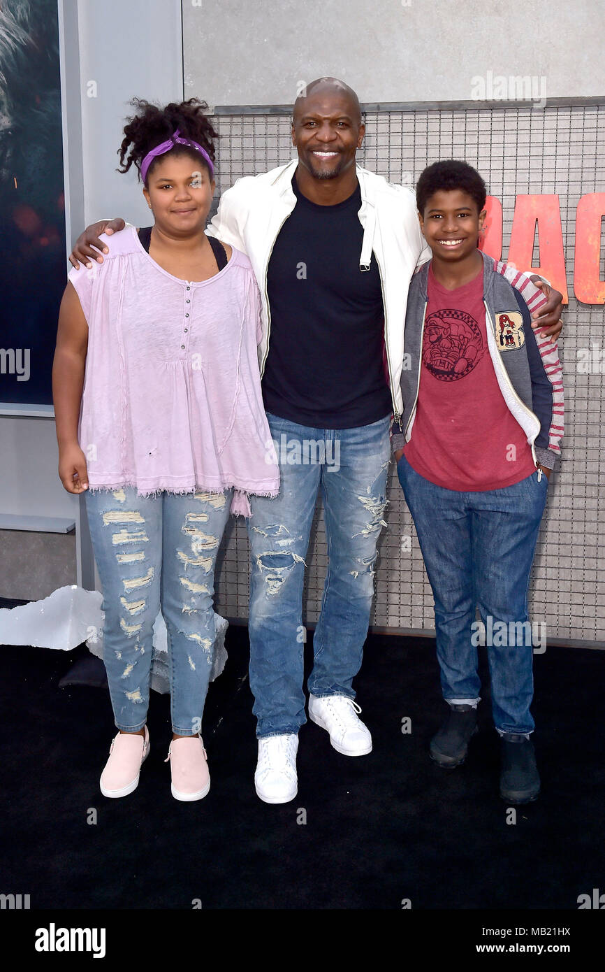 Terry Crews and his kids Wynfrey and Isaiah attending the 'Rampage