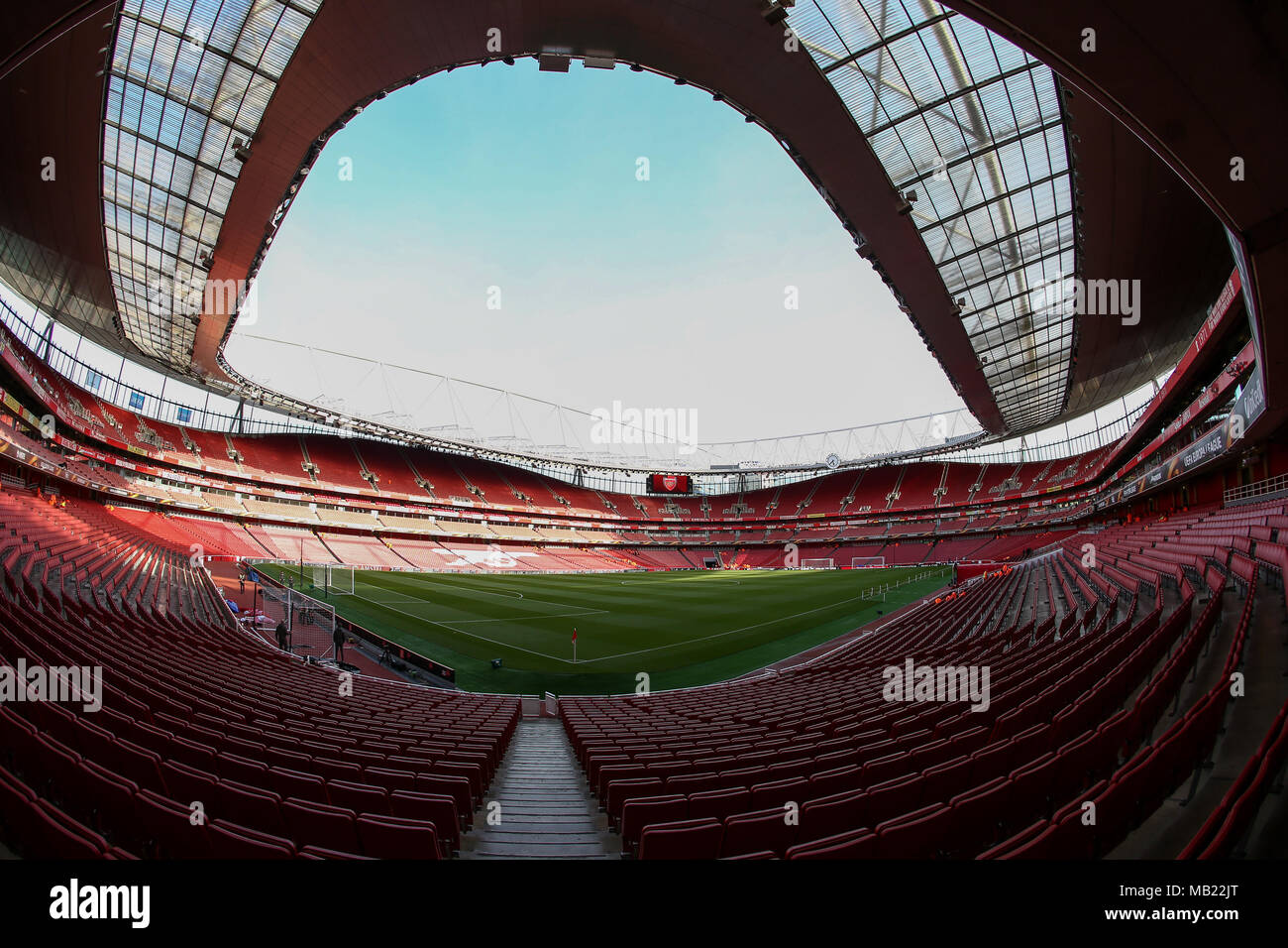 General view of the stadium during the UEFA Europa League Quarter Final first leg match between Arsenal and CSKA Moscow at Emirates Stadium on April 5th 2018 in London, England. (Photo by Arron Gent/phcimages.com) Stock Photo