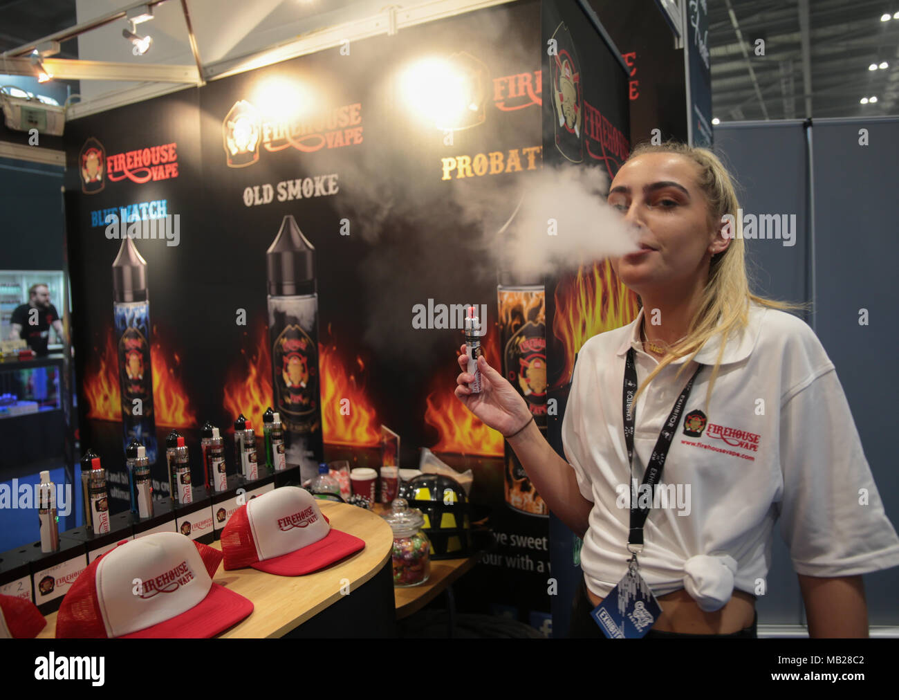 elfbar nachfüll pod läuft aus London UK 06 April 2018 .Vape Jam UK is the first and leading electronic  cigarette and vape related trade show in the United Kingdom bringing  together national and international manufactures, retailers and