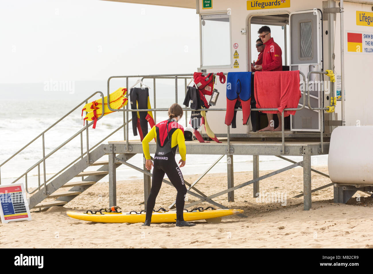RNLI lifeguards on duty, Bournemouth Beach, Dorset, UK Stock Photo Alamy