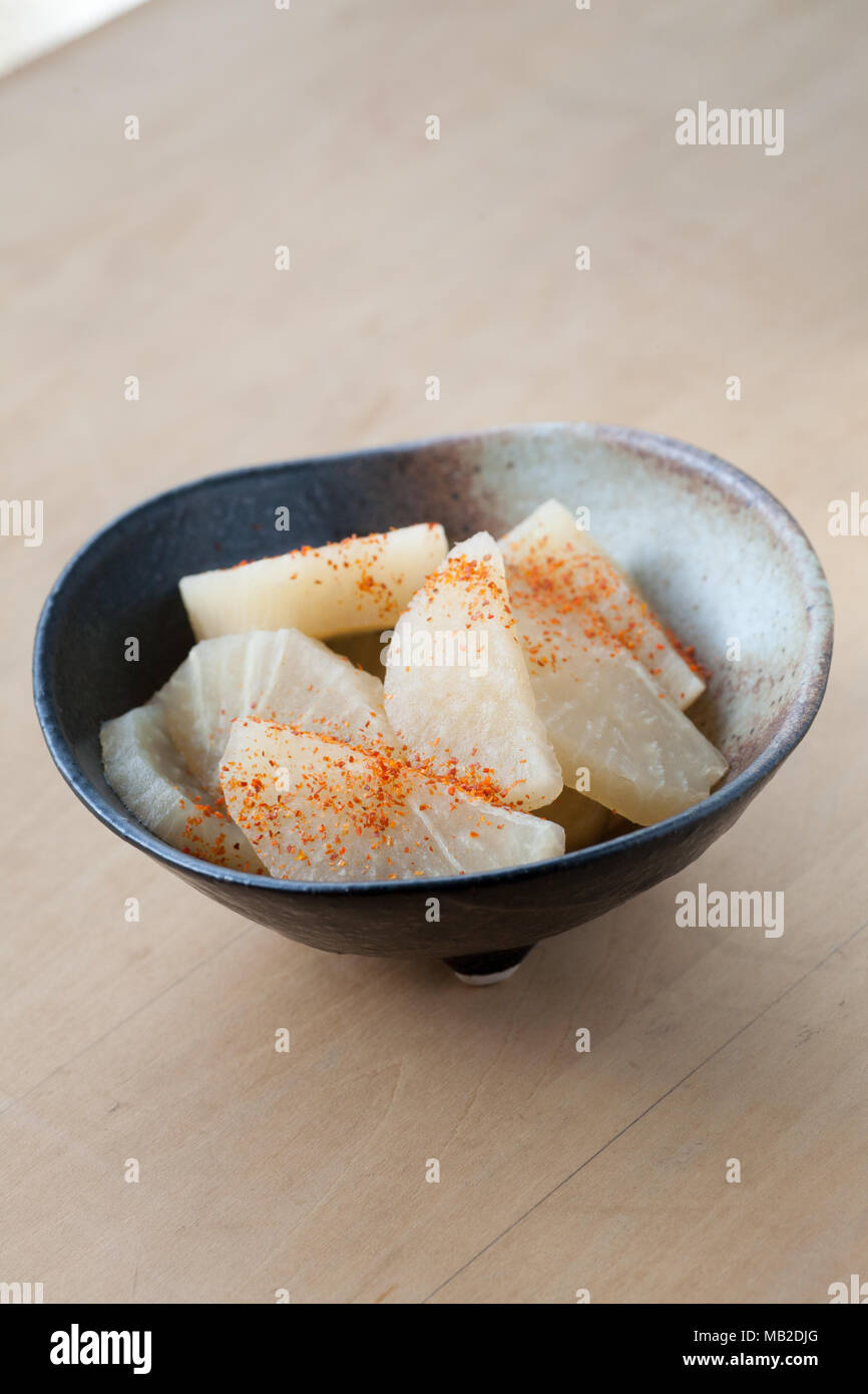 Japanese simmered daikon radish in a bowl Stock Photo