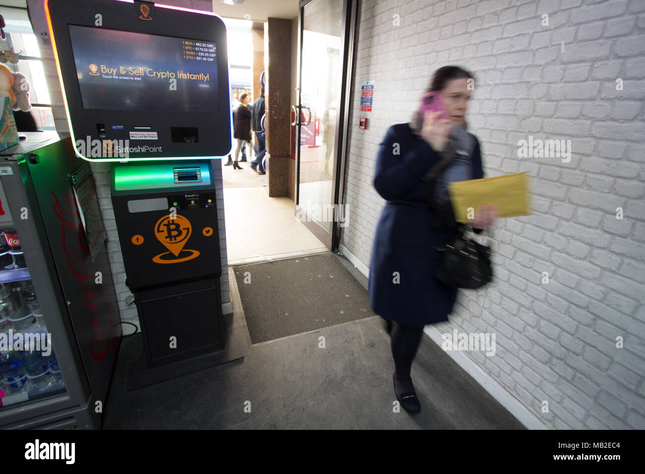 Bitcoin London, Satoshi Point Bitcoin machine cryptocurrency dispenser,  London Stock Photo - Alamy