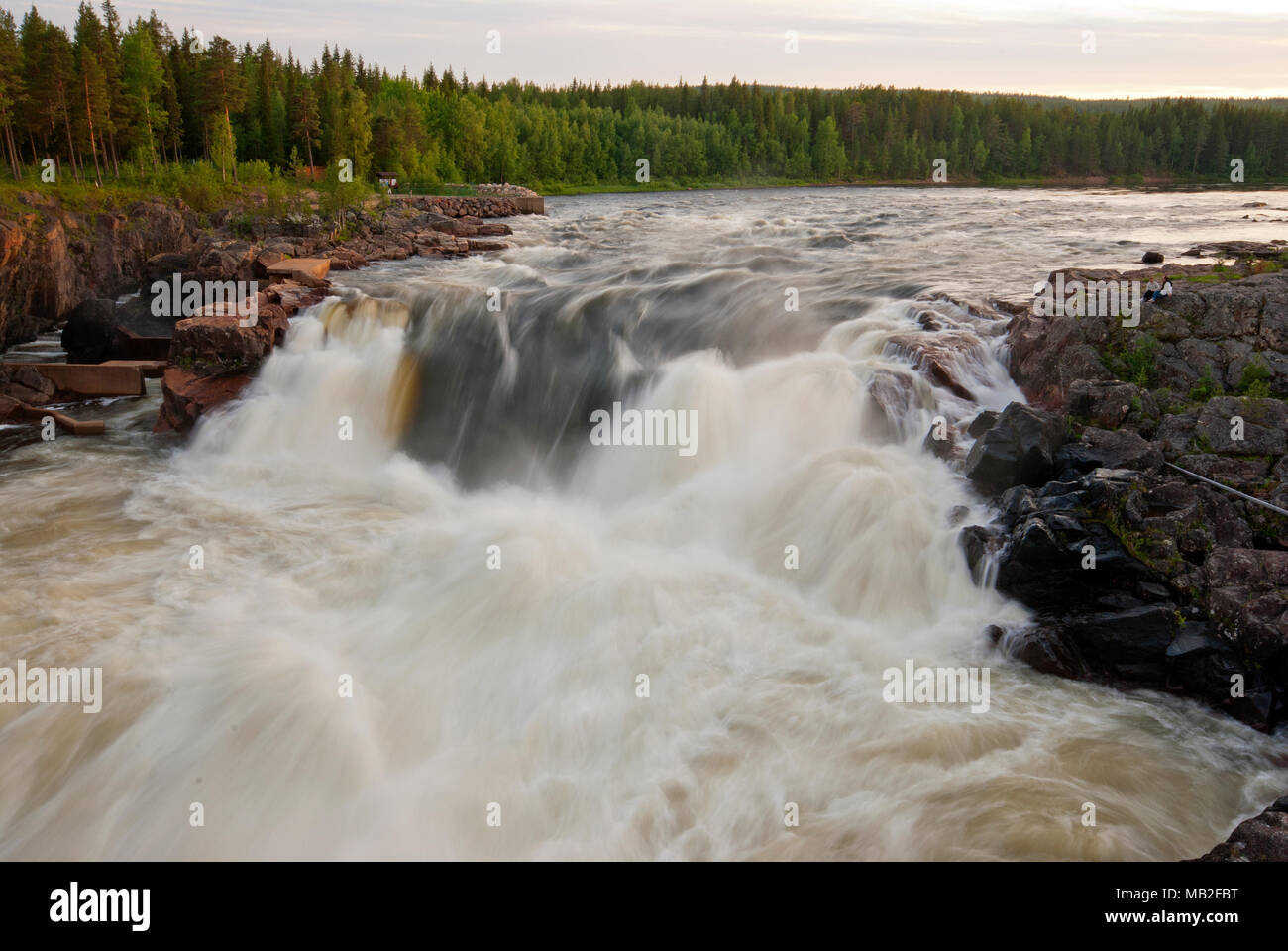 Jockfallet rapids, Jockfall, Norrbotten County, Sweden Stock Photo