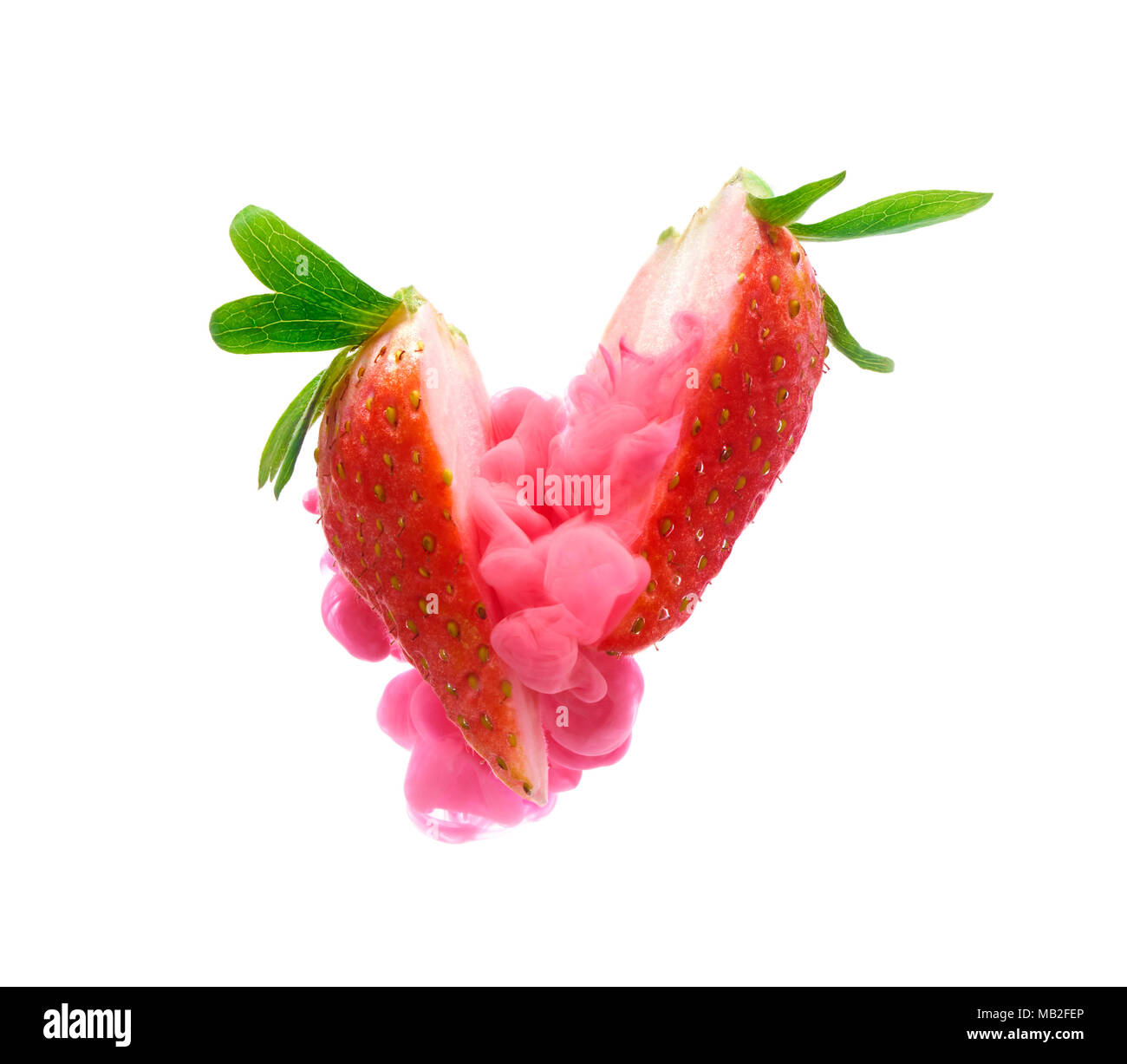 Strawberry on ink isolated over white background Stock Photo