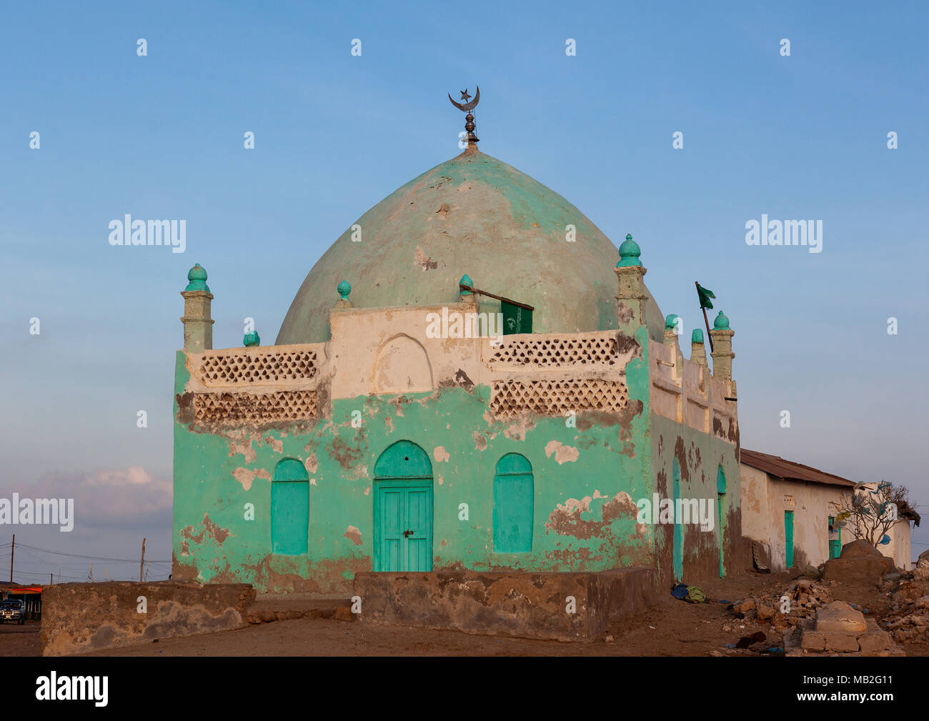 Old muslim grave with painted walls, Awdal region, Zeila, Somaliland Stock Photo