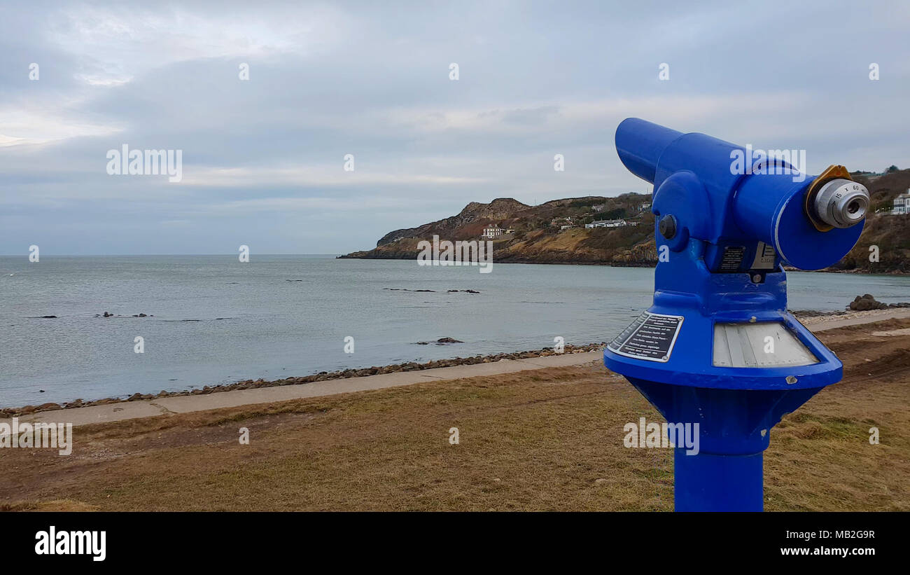 Spy glass telescope on the beach of Howth Stock Photo Alamy