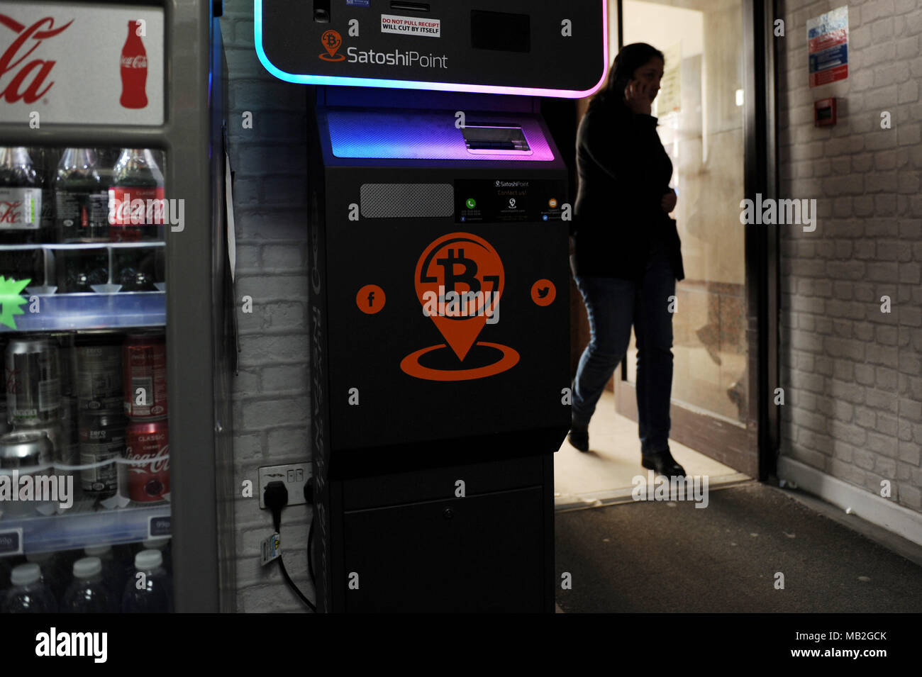 Bitcoin ATM machine in a post office in central London Stock Photo