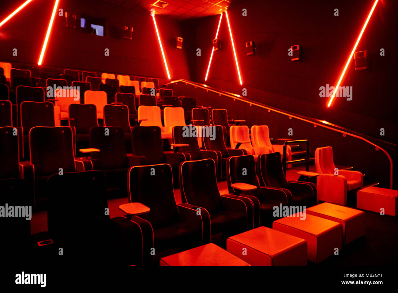 Stockport in Cheshire Gtr Manchester Town centre Redckock interior  of The Light cinema large luxury seats Stock Photo