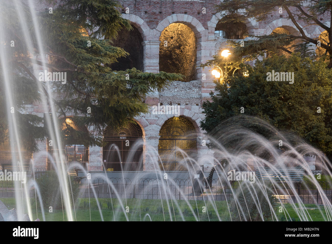 Verona city by night in the rain Stock Photo - Alamy