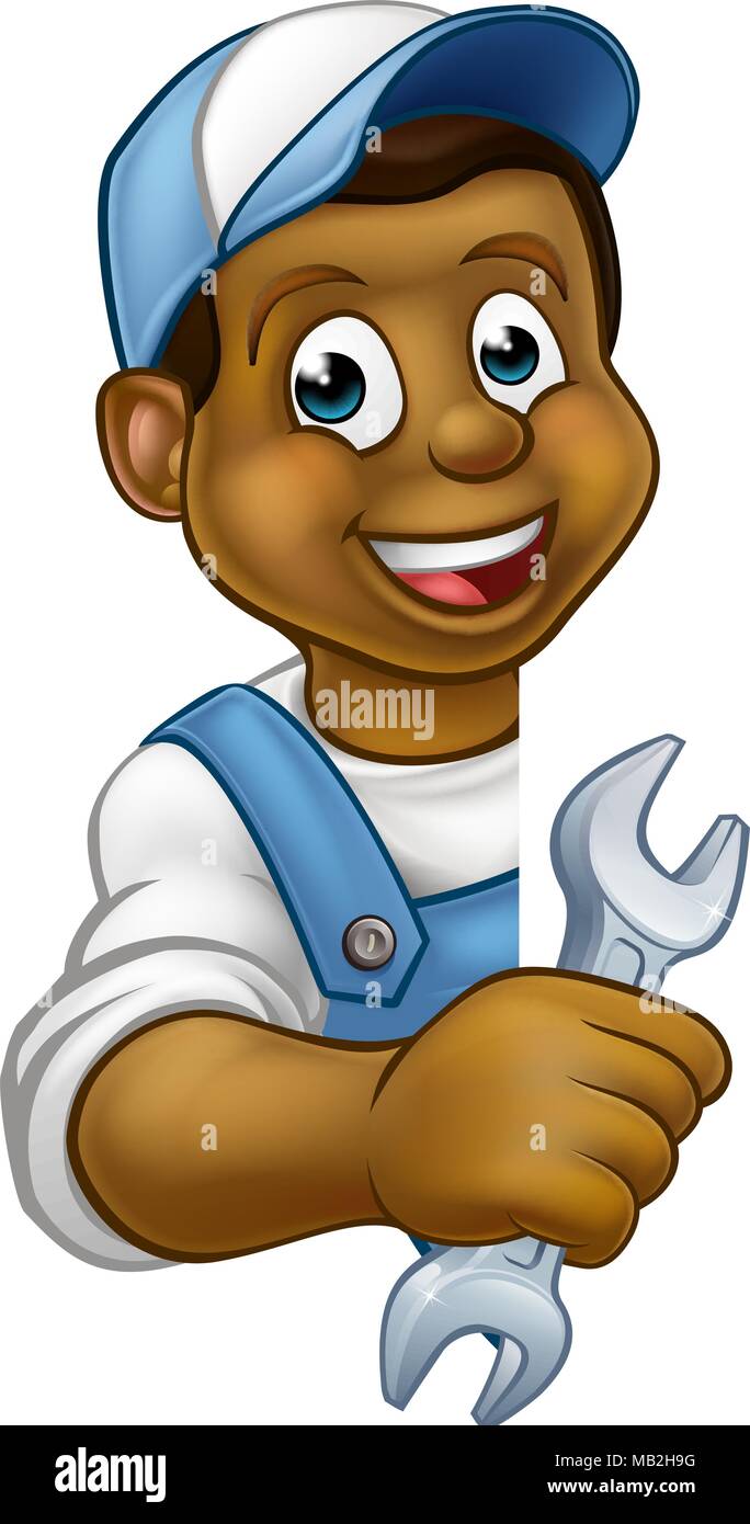 Plumber Mechanic Cartoon Character Stock Vector