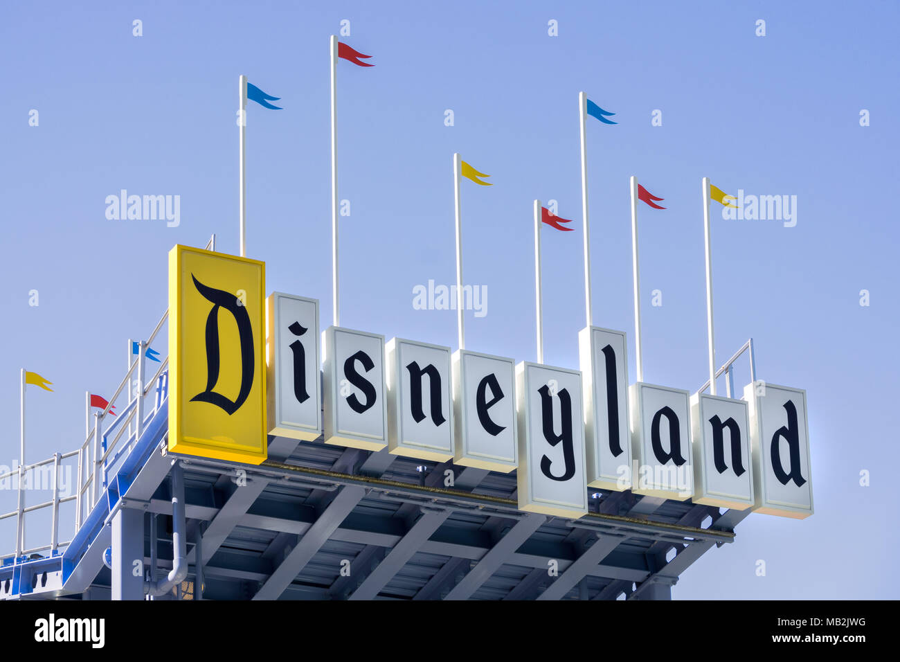 ANAHEIM, CA/USA - OCTOBER 10, 2015: Mickey Mouse on sign at Downtown Disney. Stock Photo