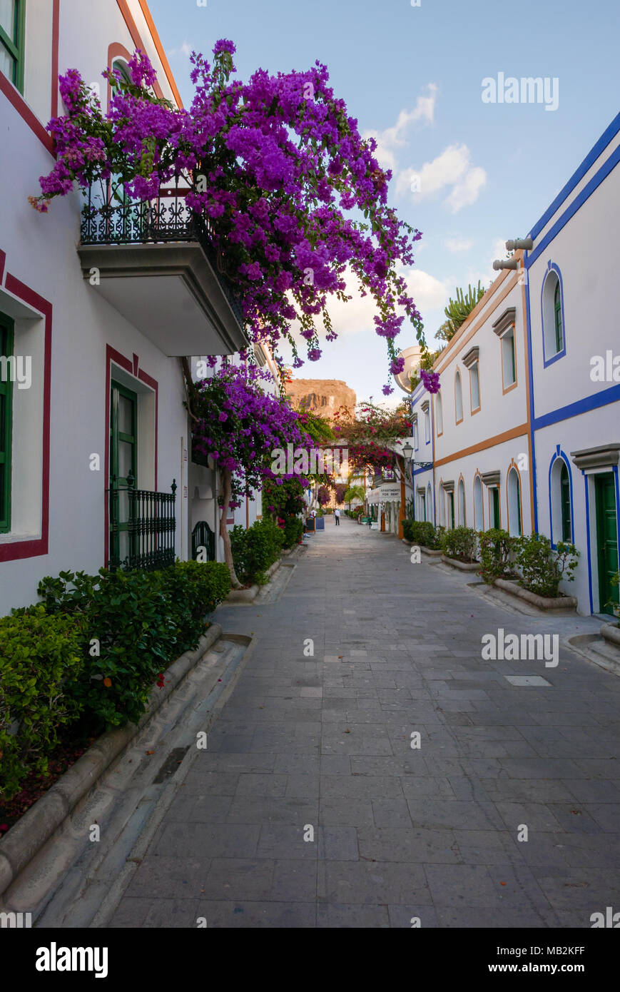 Colonial architecture of Puerto de Mogan on Gran Canaria island. Stock Photo