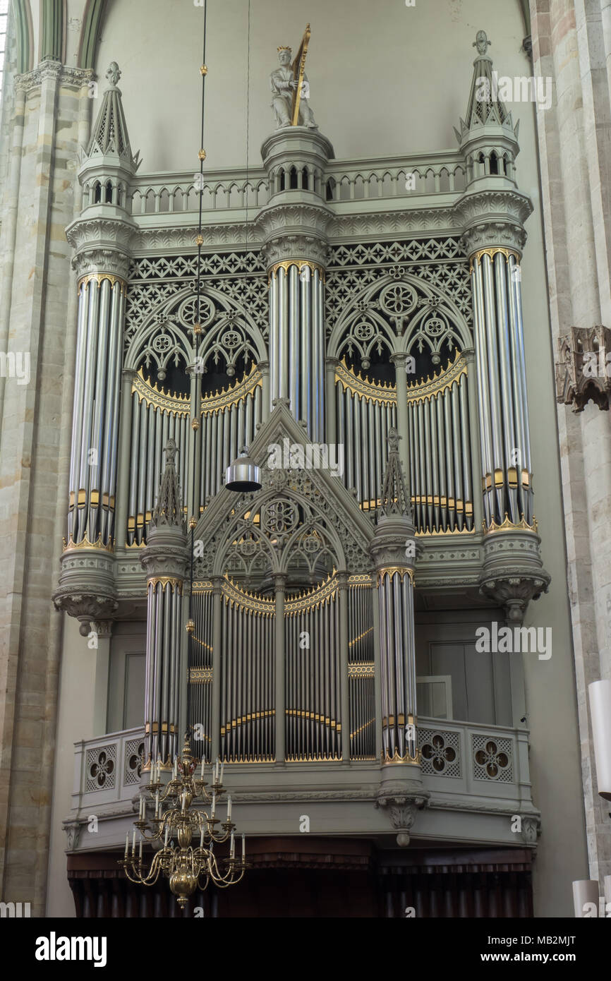Utrecht, Netherlands - August 13, 2016: The organ of the Dom Church was build in 1831 by Johan and Jonathan Batz. Stock Photo