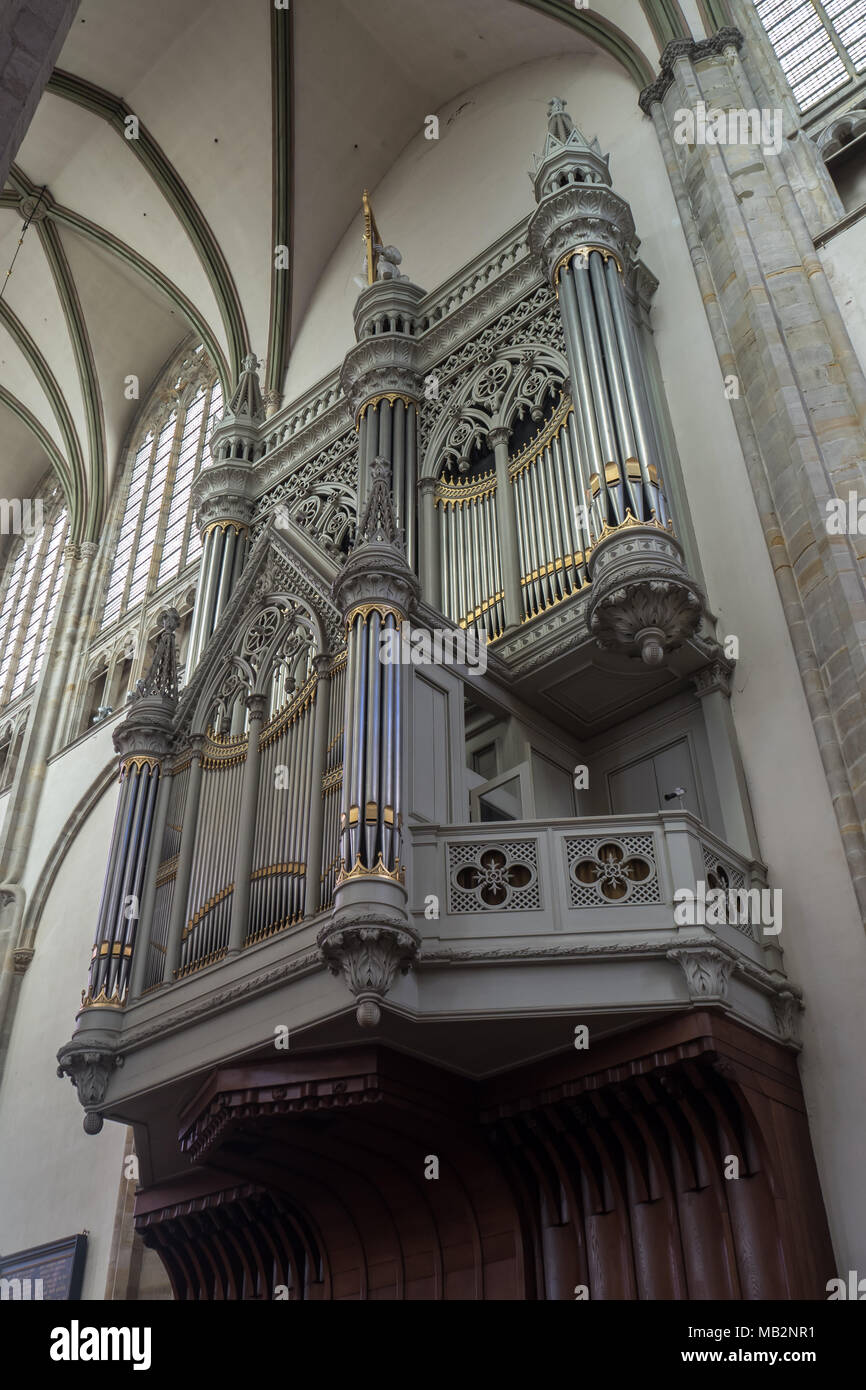 Utrecht, Netherlands - August 13, 2016: The organ of the Dom Church was build in 1831 by Johan and Jonathan Batz. Stock Photo